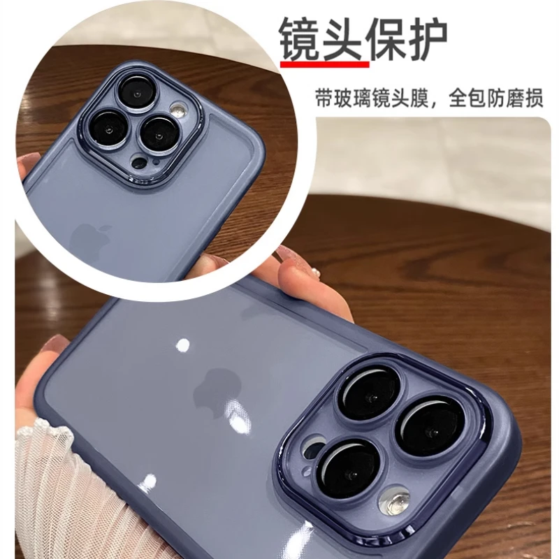 Funda de teléfono con película de lente transparente para Iphone 16E 16 E, protección de cámara de silicona TPU transparente, cubierta mate para Iphone SE 4 5G SE4 - imagen 5