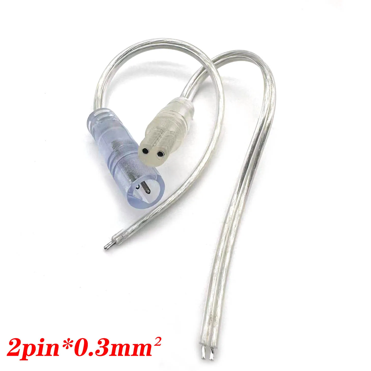 Conector transparente impermeable de 2 núcleos, macho y hembra; 10 cm de largo cada una; cable 22AWG (0,3 mm2) - imagen 2