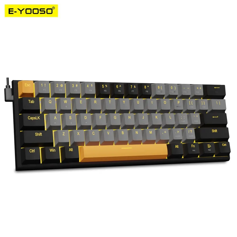 Teclado mecánico E-YOOSO Z11 con cable USB para juegos, interruptor rojo, 61 teclas, ruso, brasileño, portugués, para ordenador, PC y portátil