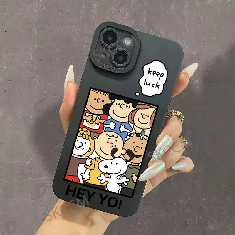 Funda de silicona suave con correa de mano para iPhone, carcasa bonita de Anime con Snoopys para iPhone 16, 15, 14, 13, 12, 11 Pro Max, Mini, X, XR, XSMAX, 8, 7 Plus - imagen 3