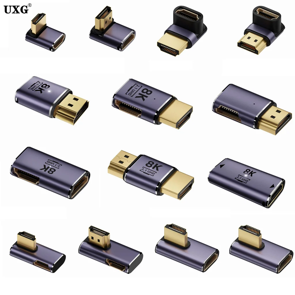 Extensor HDMI macho a hembra, adaptador de ángulo recto de 90/270 grados, 8K, 60Hz, 4K, 48Gbps, vídeo HDR Compatible con HDMI para PS5, portátil, UHD TV