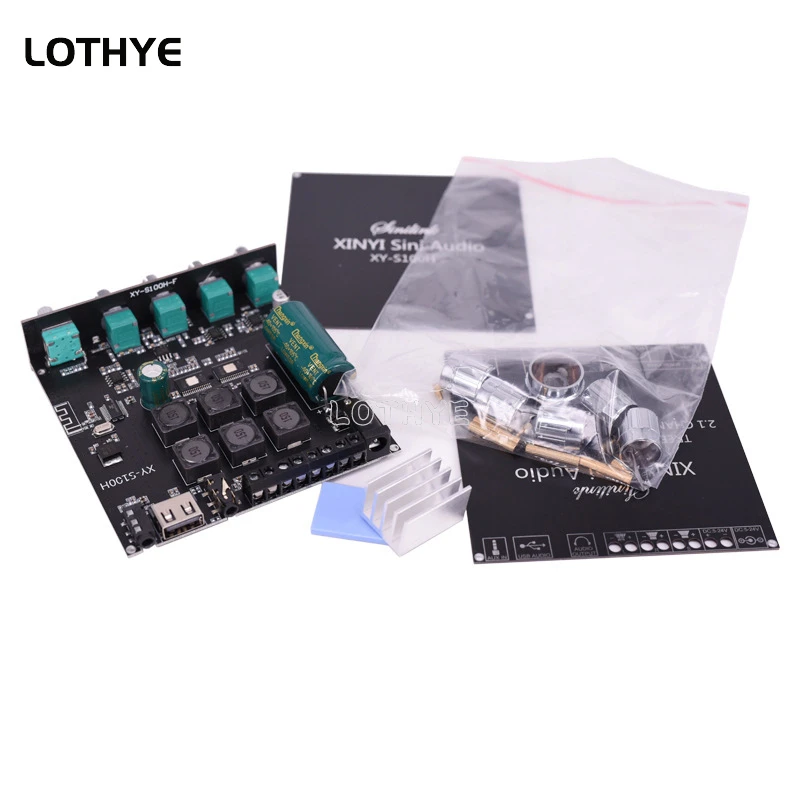 2,1 Audio Bluetooth TPA3116D2 50Wx2 + 100W Módulo amplificador de potencia de Audio Bluetooth de 2,1 canales Subwoofer de graves altos y bajos XY-S100H