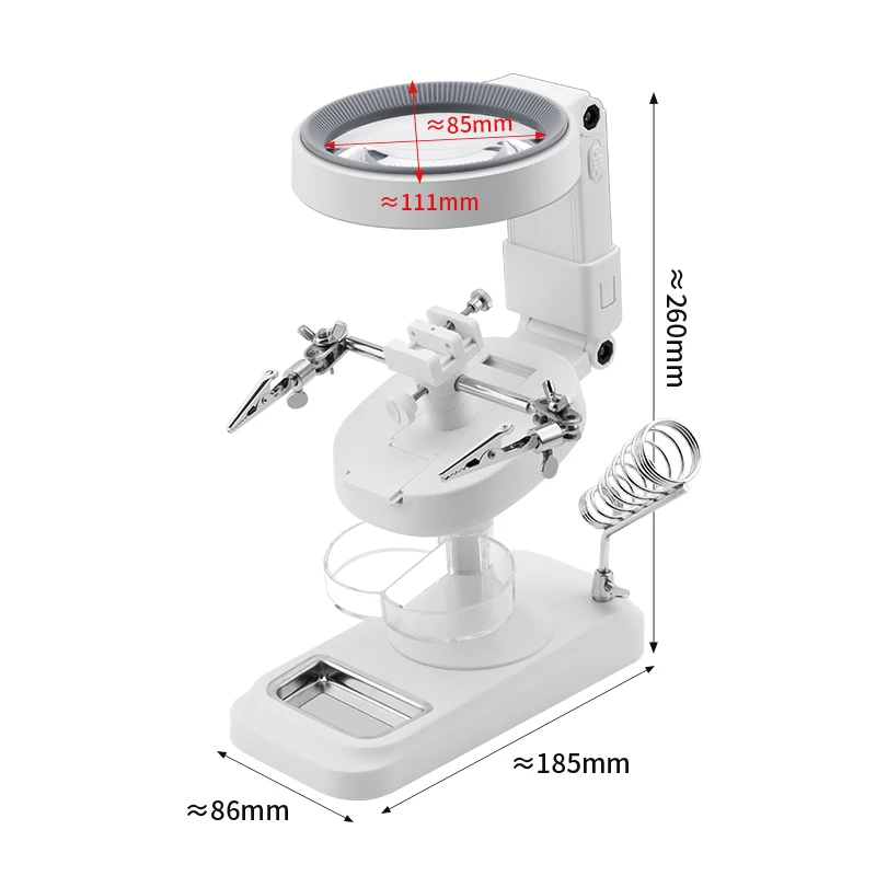 LUXIANZI-lupa de soldadura con luz LED, soporte de tercera mano para soldar, estación, Clip auxiliar, lupa, soporte de hierro para soldar - imagen 2