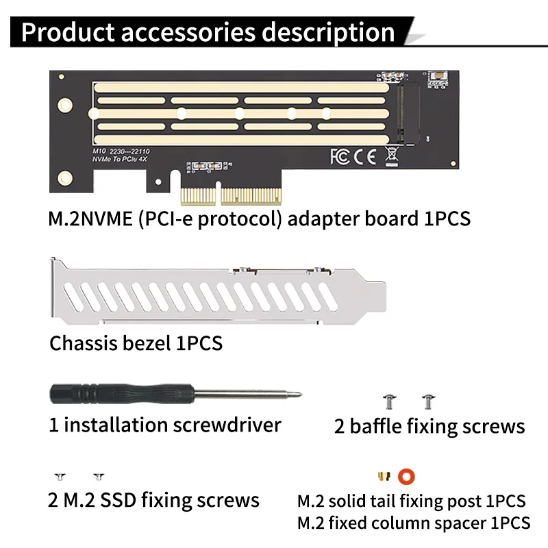 Teucer-adaptador M.2 NVME a PCIe 4,0 3,0 SSD, tarjeta de expansión de 64Gbps X4 X8 X16 para PC de escritorio, estado sólido 2230/2242/2260/2280/22110 - imagen 5