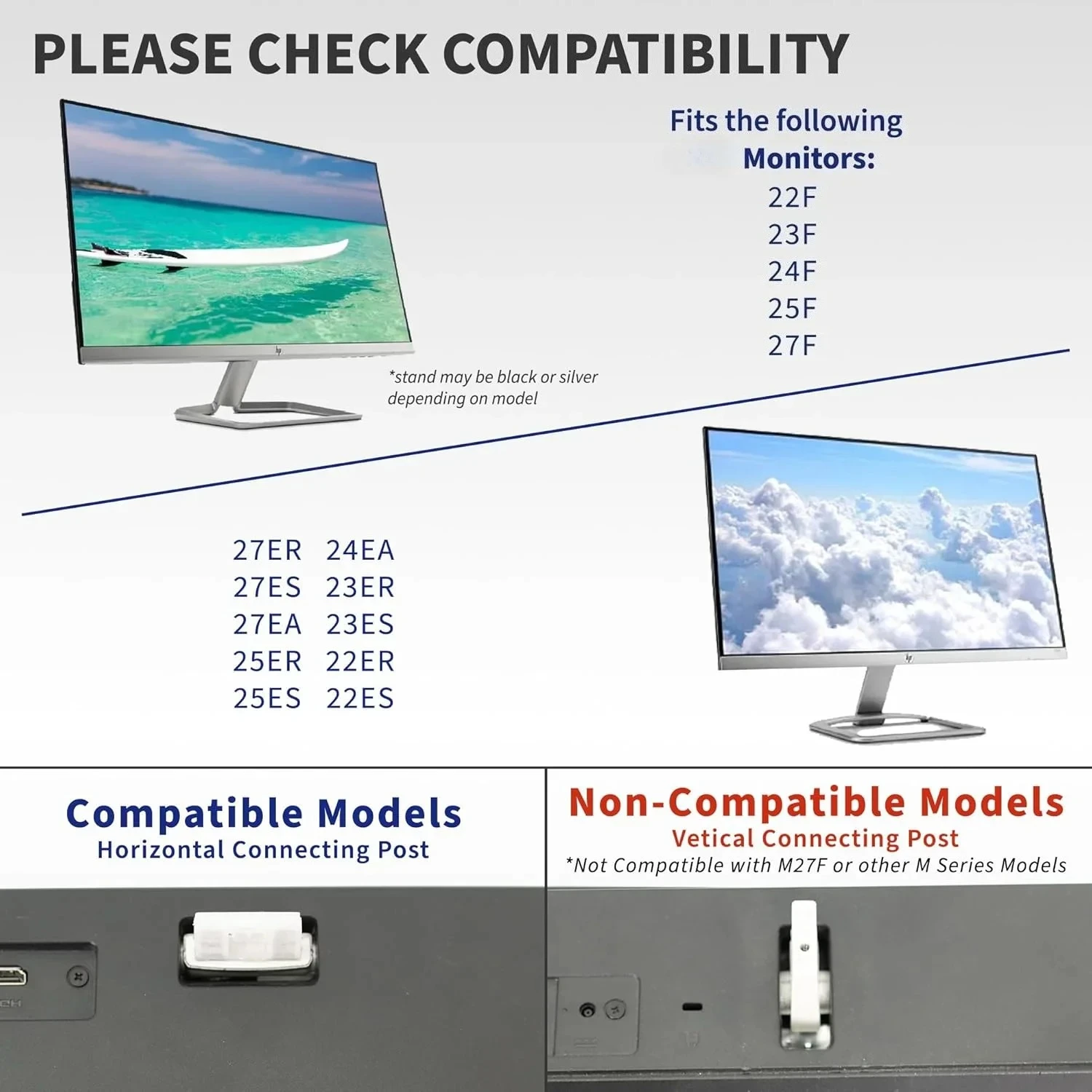 Adaptador de montaje VESA para HP 21,5 23 23,8 pulgadas 22er 22es 23er 23es 24ea 24es IPS soporte de monitor LED monta en brazo/escritorio - imagen 5
