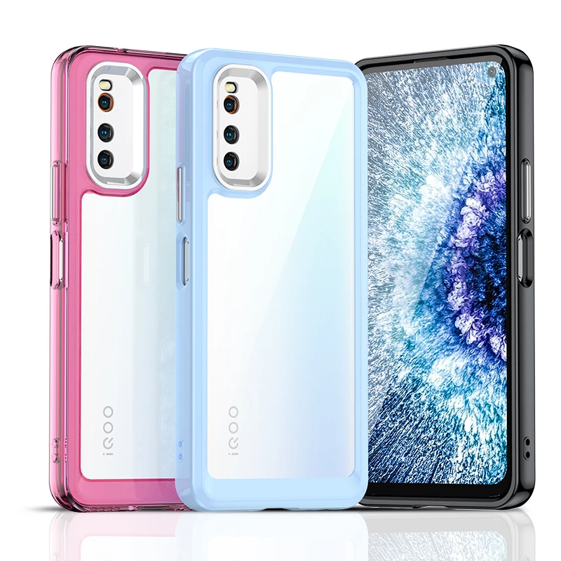 Funda protectora colorida para iQOO Neo 5/Lite/Neo 3/Neo Z1/iQOO 7 5G(India), cubierta trasera a prueba de golpes