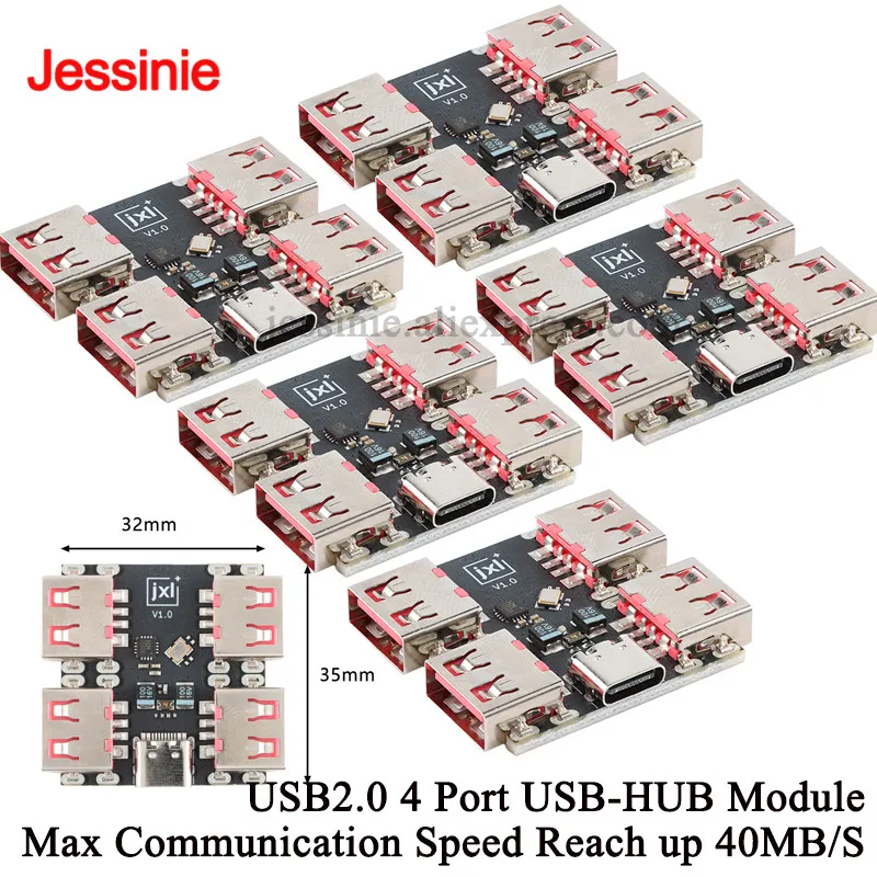 5 uds/1 unidad USBHUB USB 2,0 a 4 canales Hub módulo PCB USB2.0 divisor USB-HUB tipo C placa de expansión extensora 4 puertos 40MB/S