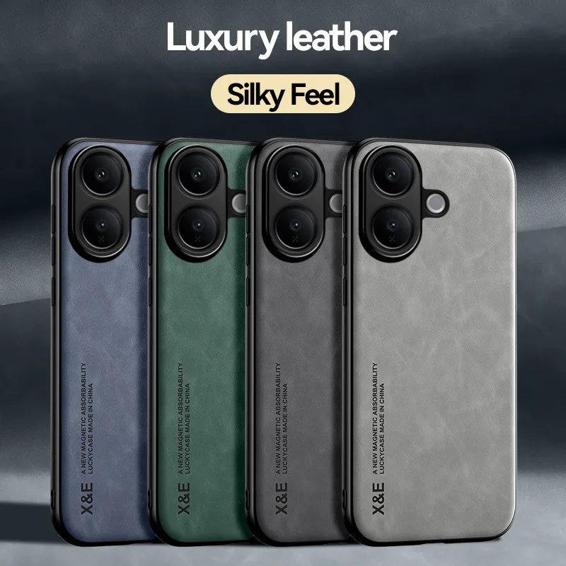 Para VIVO V60 Lite funda magnética ELVEV Vintage sensación de piel PU cuero suave TPU marco succión cubierta de teléfono