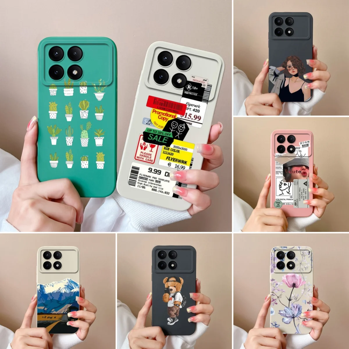 Funda de silicona líquida para Xiaomi Redmi K70 Pro K70E, Protector anticaída, cobertura completa, etiqueta creativa