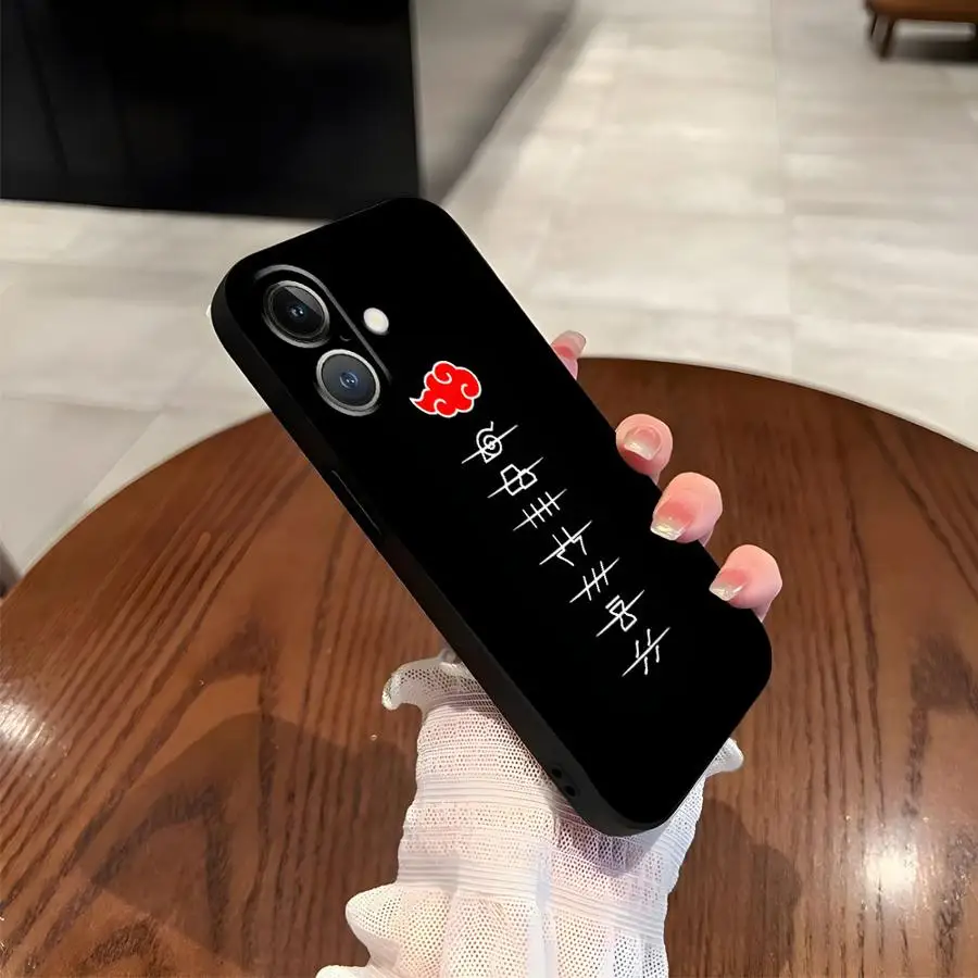 Funda de teléfono suave negra con logotipo de Akatsuki de dibujos animados para iPhone 17Air 15 16 14 Plus 7 8 XS Max XR 13 12 11 17 Pro Max - imagen 5
