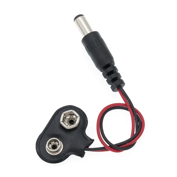 Botón de batería 6F22 9V a enchufe macho de alimentación CC 5,5x2,1 MM, adaptador de corriente hembra Compatible con UNO 2560 - imagen 2