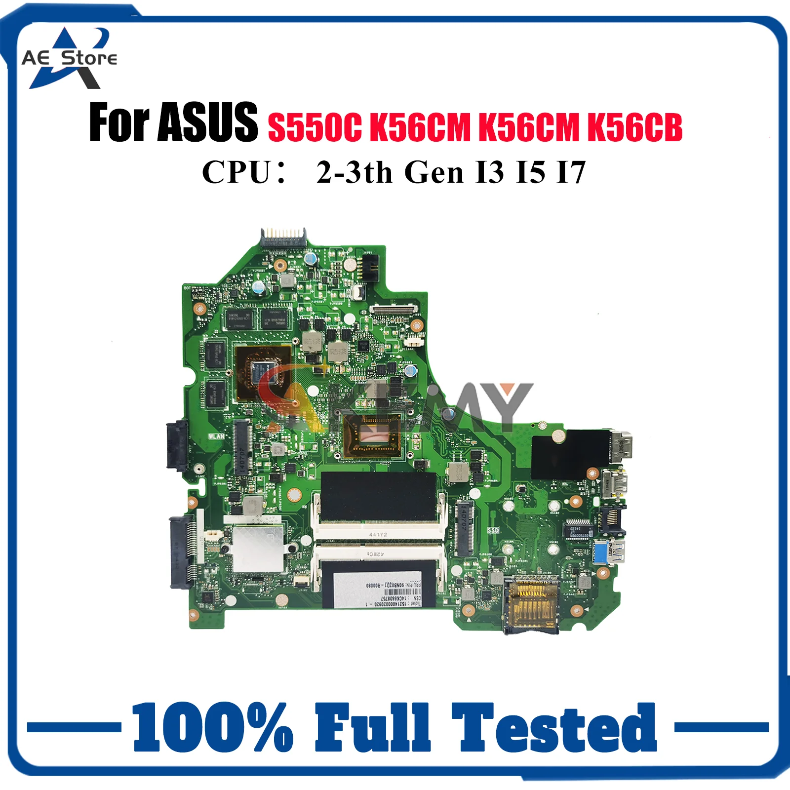 Placa base para ordenador portátil K56CM para ASUS K56CM K56C S550C K56CB K56CA placa base para portátil con CPU I3 I5 I7 100% pruebas OK envío rápido