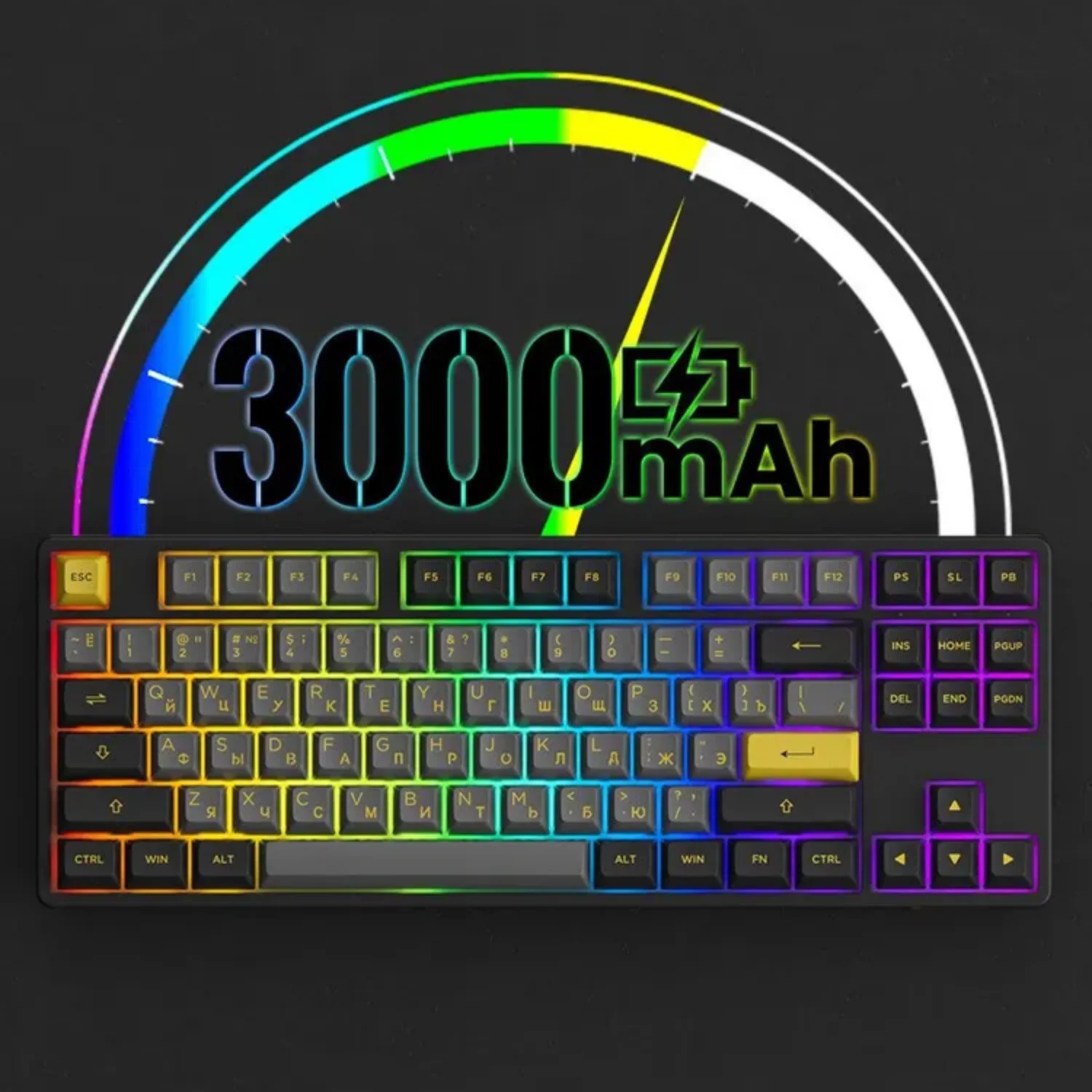 Teclado mecánico inalámbrico 5087B Plus, teclas rusas, perfil ASA 80% TKL, teclado personalizado RGB intercambiable en caliente para juegos de oficina - imagen 3