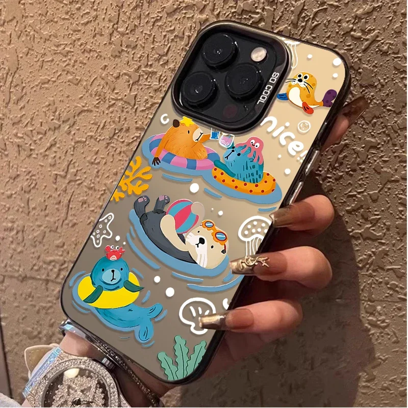 Bonita funda de PC Capybara Sea Otter para Xiaomi POCO X6 X5 X3 NFC F3 F4 GT F5 F6 M6 Pro 4G M5S C65 Mi 13T 12T 14 13 12 11 Lite 5G NE