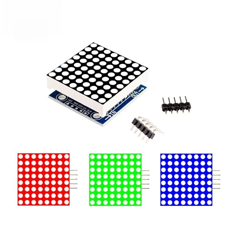 Pantalla LED 4 en 1 módulo de matriz de puntos MAX7219 8*8 cátodo común 5V con cables DuPont Cable rojo/verde para proyectos electrónicos de bricolaje - imagen 3