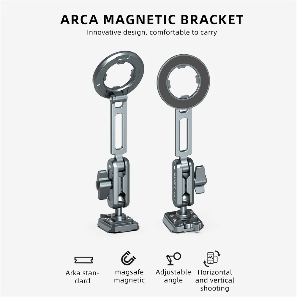 LEAPLIGHT Soporte magnético plegable para teléfono con brazo mágico Arca, soporte para teléfono Magsafe Iphone 16-12, trípode Android Vlog