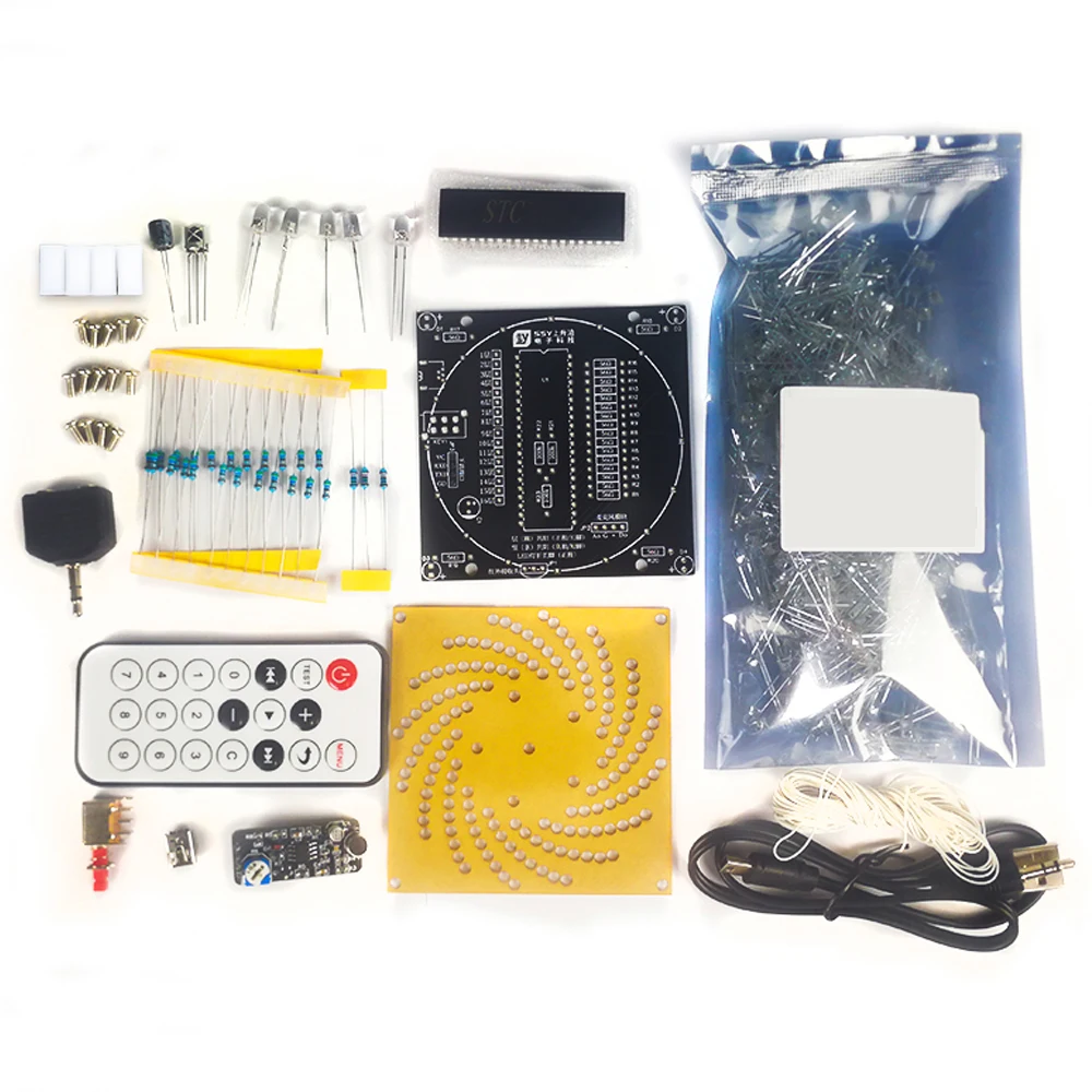 Nuevo Kit de torre de Guangzhou DIY, luz LED de música colorida controlada por sonido con Control remoto por infrarrojos, Kit de práctica de soldadura DIY de 5V