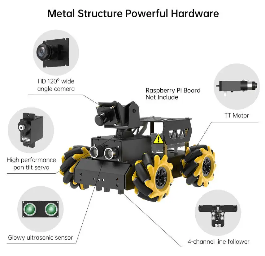 Hiwonder TurboPi Raspberry Pi Omnidireccional Mecanum Wheels Robot Car Kit con cámara, código abierto, Python para principiantes - imagen 2