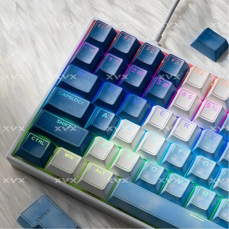 Juego de teclas con tema XVX Prism Snow Woman, perfil de cereza PBT, teclas originales personalizadas hechas a mano para accesorios de teclado mecánico