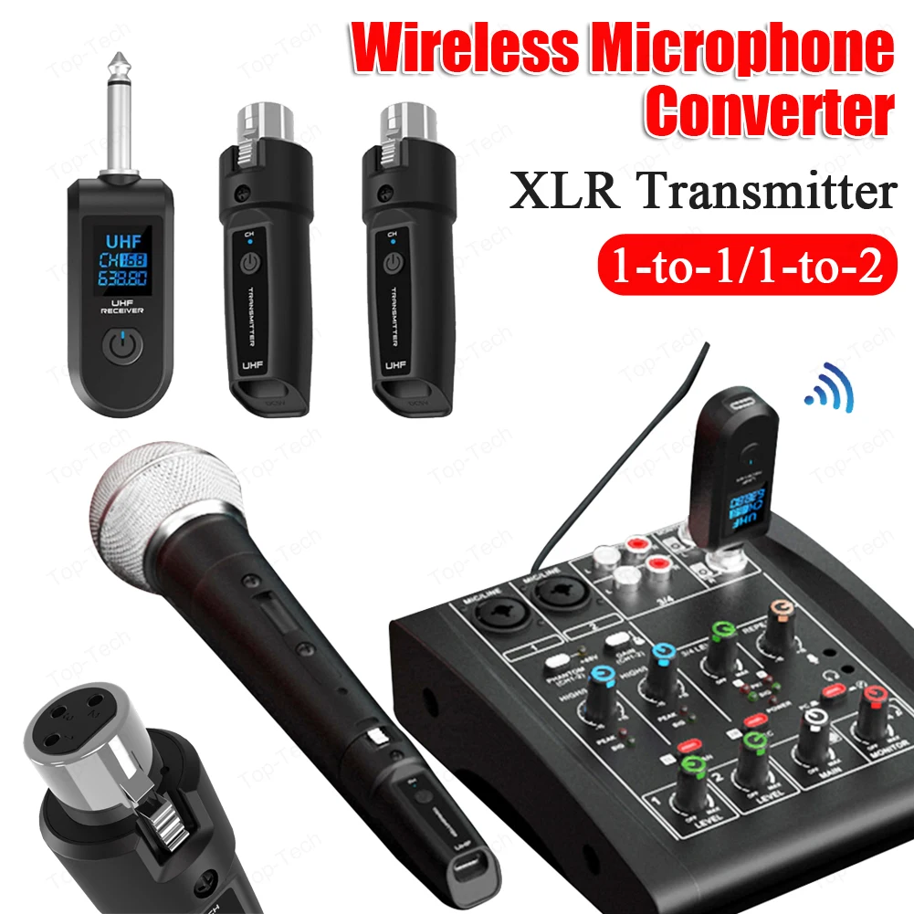 Convertidor de micrófono inalámbrico XLR o 6,5, transmisor y receptor, sistema para micrófono dinámico, guitarra eléctrica, Bas