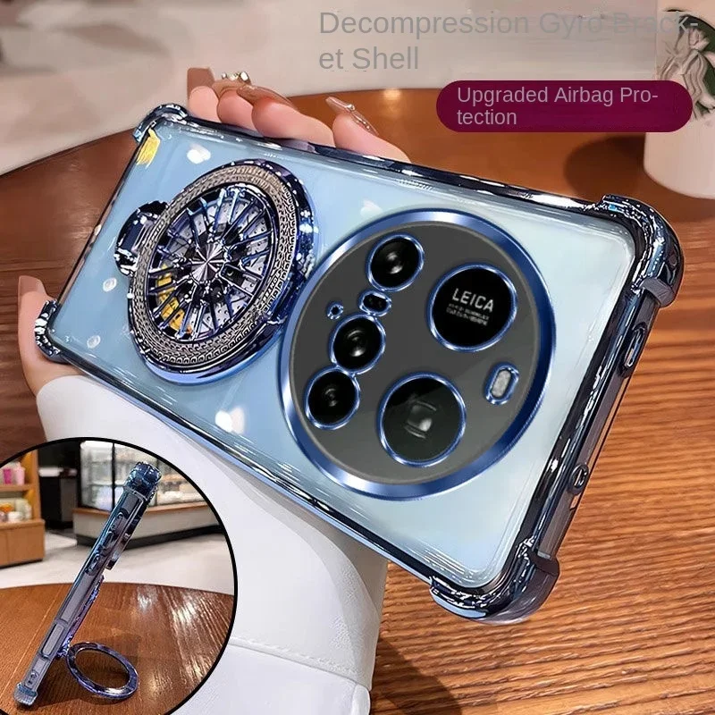 Funda con soporte giroscópico de lujo para Xiaomi 15 Ultra 14T 13T Pro 11 Lite POCO F7 F6 F5 X7 X6 PRO, carcasa de parachoques a prueba de golpes, funda suave de TPU - imagen 3