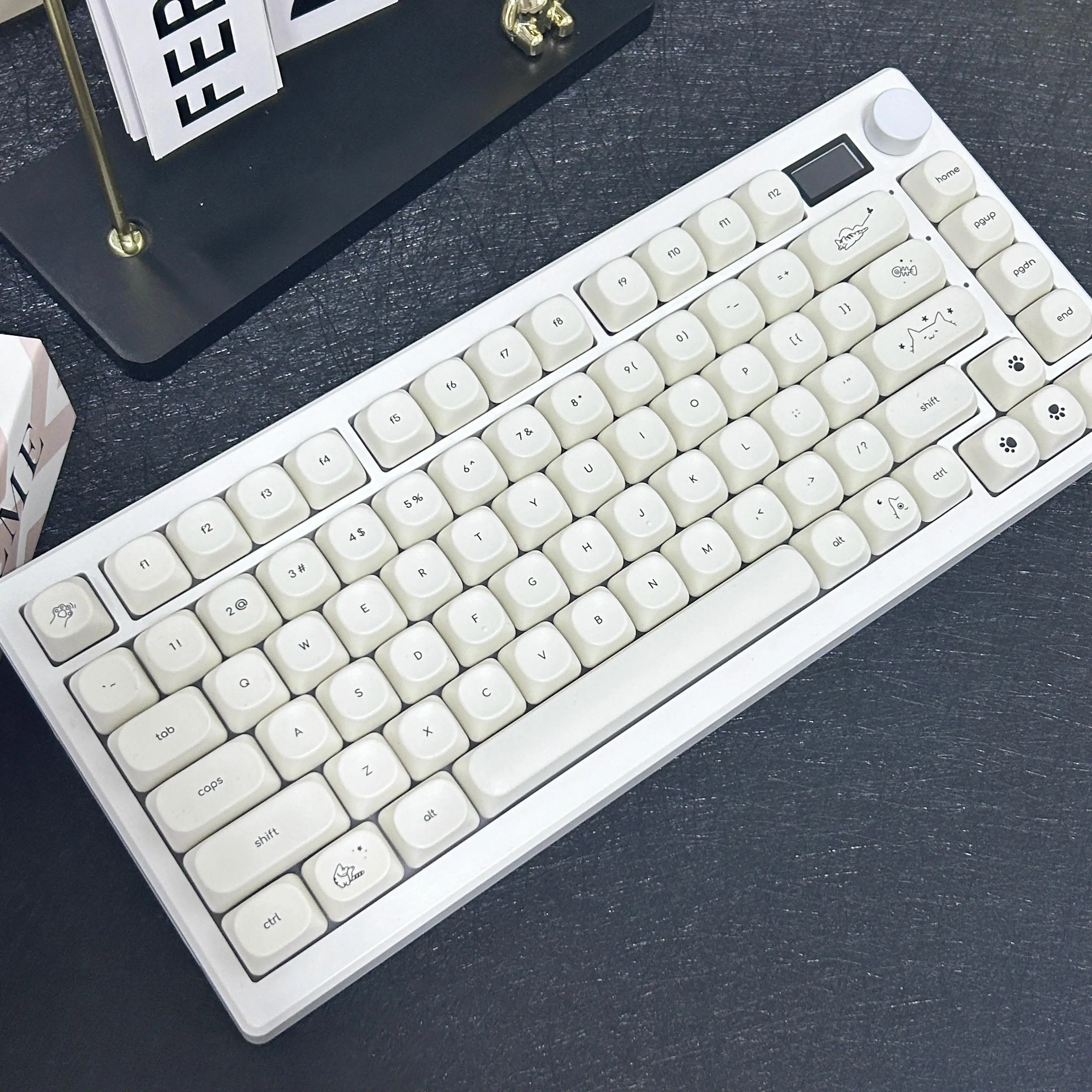 Teclas redondas con tema de gato, 124 teclas, sublimación térmica PBT, perfil MOA, teclas de gatito blanco leche para teclado mecánico DIY - imagen 4