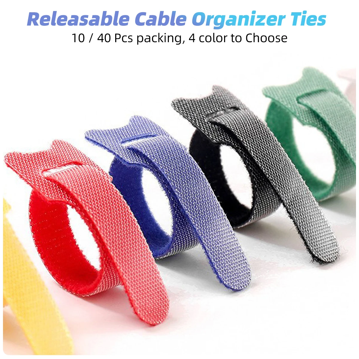 Bridas liberables de nailon para cables, correas reutilizables de sujeción de plástico, envoltura, paquete con cremallera, gestión de cables, 10/40 piezas - imagen 2