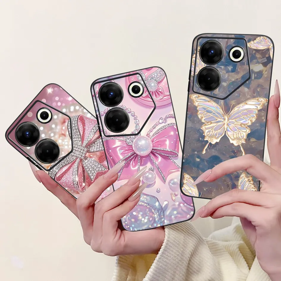 Para Tecno Camon 20 Pro 5G funda CK8n moda mariposa suave funda de silicona negra para Tecno Camon 20 Premier Camon20 Pro CK7n Capa