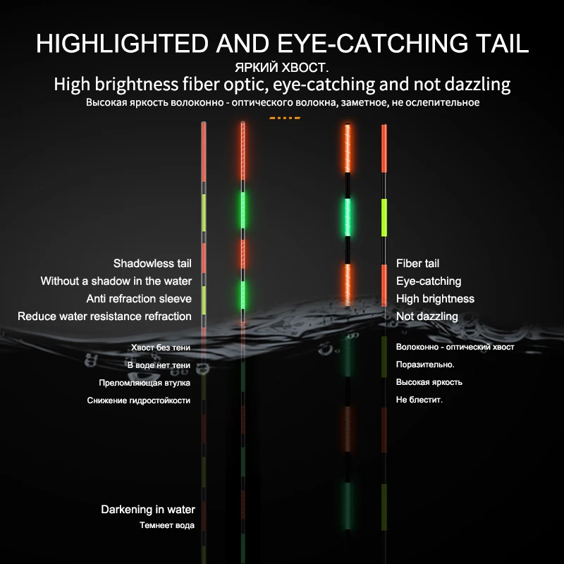 Flotador luminoso de caña + 1 tubo de boya + 1 CR425 + 1 ganchos de bolsa + 1 flotador eléctrico de apoyo para boya, herramientas de flotador de pesca de agua dulce, aparejos, 1 ud. - imagen 3
