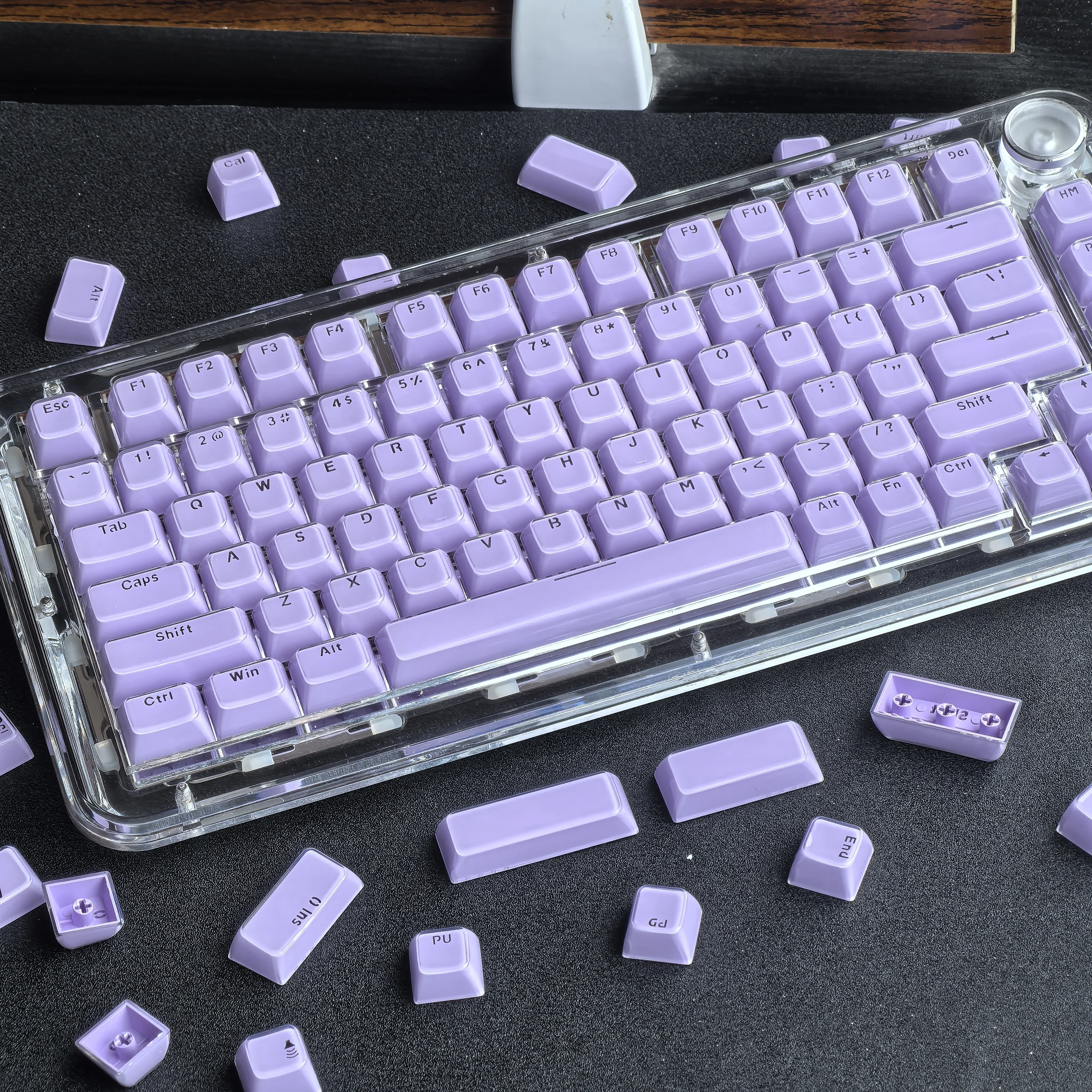 Jelly-teclas moradas claras con cristal grabado, 135 caracteres clave, transparente, Pc, Oem 2,25/2,75U, barra espacial, Alice Iso - imagen 4