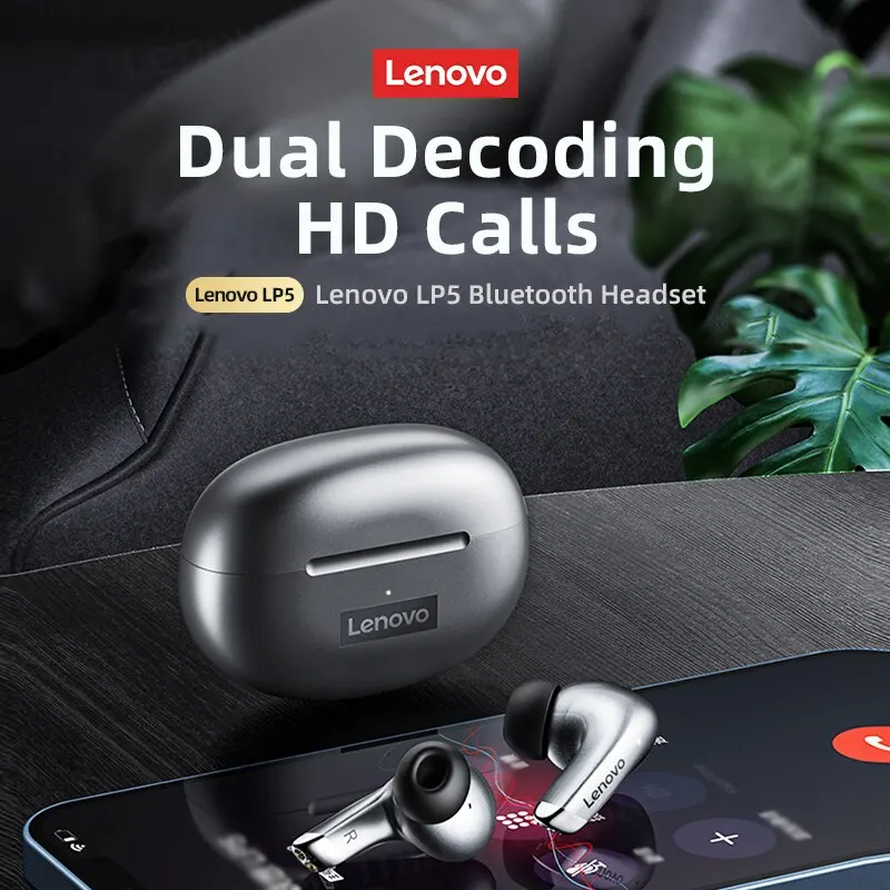 Choice Lenovo LP5 auriculares inalámbricos Bluetooth música HiFi con micrófonos auriculares de música impermeables con auriculares para juegos de baja latencia nuevo - imagen 3