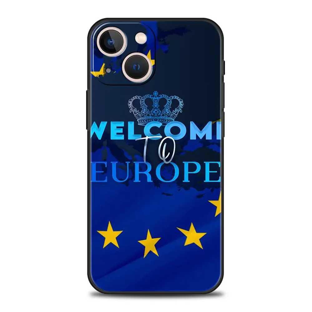 Funda para Teléfono iPhone 17 16e 15 14 13 12 11 Pro Max SE 7 8 Plus, Carcasa de TPU Suave con Bandera de la UE para iPhone 16 - imagen 2