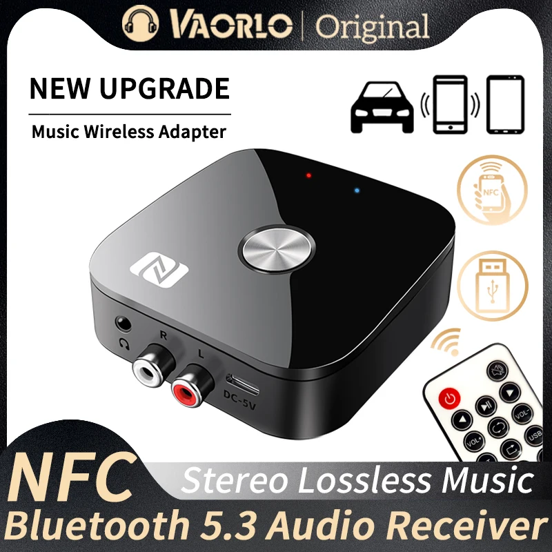 Receptor de Audio NFC Bluetooth 5,3 3,5mm AUX R/L RCA estéreo sin pérdidas HIFI música adaptador inalámbrico USB U-Disk reproducción Control remoto