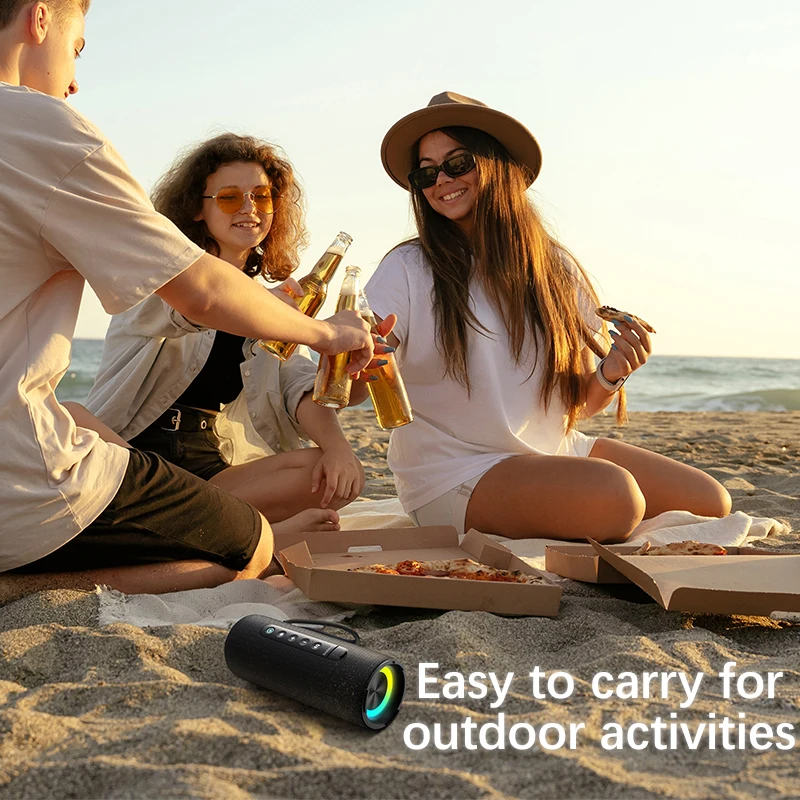 Baseus AeQur VO20 altavoz inalámbrico Bluetooth 5,3 IPX5 impermeable potente 15W subwoofer caja de sonido Camping altavoces TWS portátiles - imagen 4