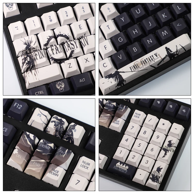 Teclas PBT con temática de Final Fantasy, teclado mecánico minimalista negro FF14, perfil de cereza, 108 teclas, teclas de Anime - imagen 2