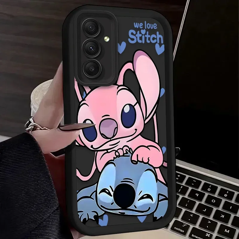 Funda para Samsung Galaxy A54 A05 A05S A34 A24 A14 A53 A33 A23 A13 A52 A52S A32 A22 A12 A71 A51 A31 A50 Disney Stitch Angel pareja - imagen 5