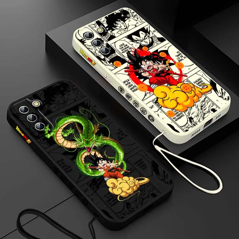 D-Dragon Ball Son Goku dibujos animados para Samsung Galaxy S25 S24 S23 S22 S21 S10 FE Plus Ultra 5G cubierta de la caja del teléfono de cuerda izquierda líquida - imagen 2