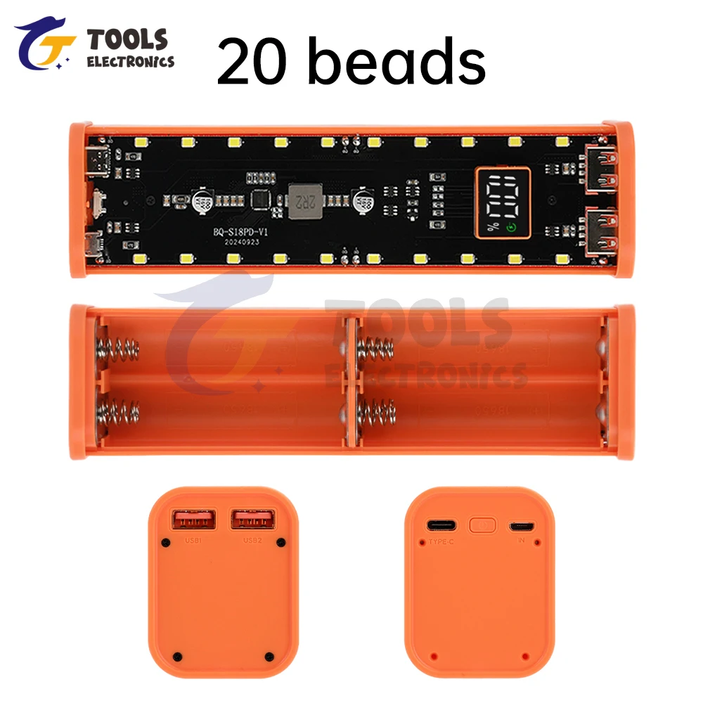 Caja de almacenamiento de batería DIY 18650, estilo Mecha, 8 celdas, funda para banco de energía de batería 18650, kits de energía móvil de carga rápida sin soldadura