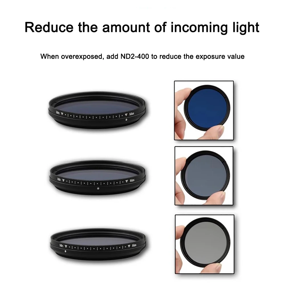 FOTGA Fader de Color ajustable delgado ND filtro de lente azul reductor de luz 52/58/62/67/72/77mm filtro de atenuación azul ajustable - imagen 4