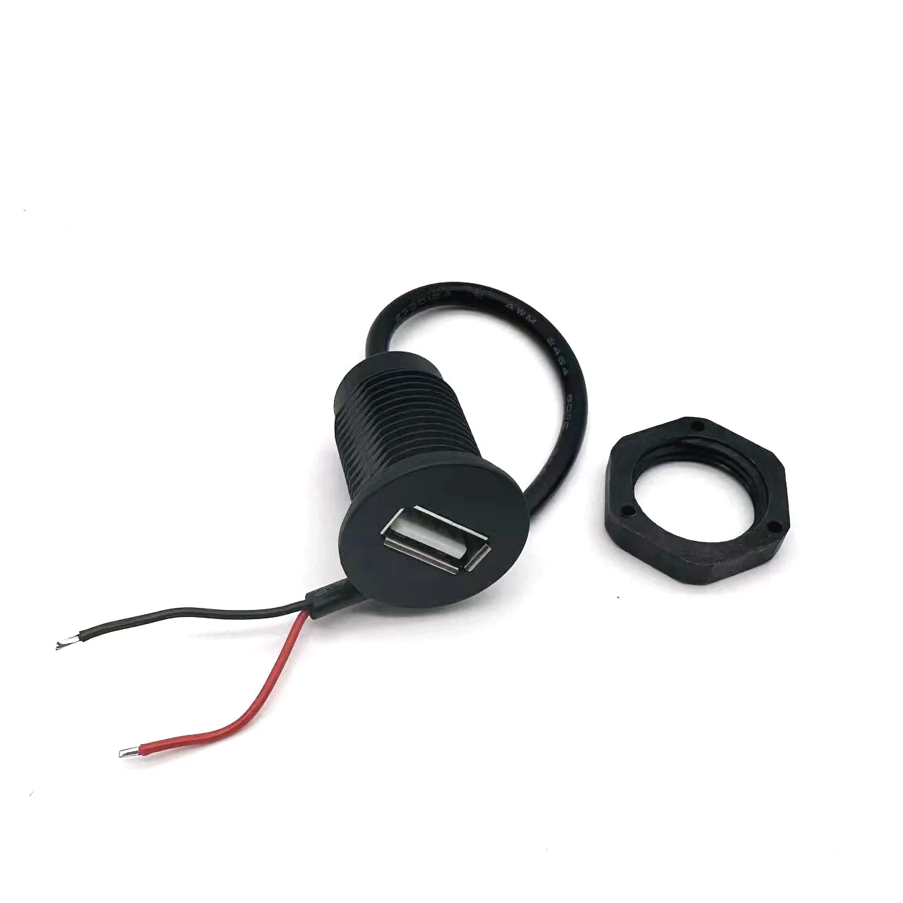 Rosca de instalación M18, toma de corriente hembra USB 2,0, conector de puerto de carga de 2 pines y 4 pines con cable, toma de cargador USB resistente al agua - imagen 3