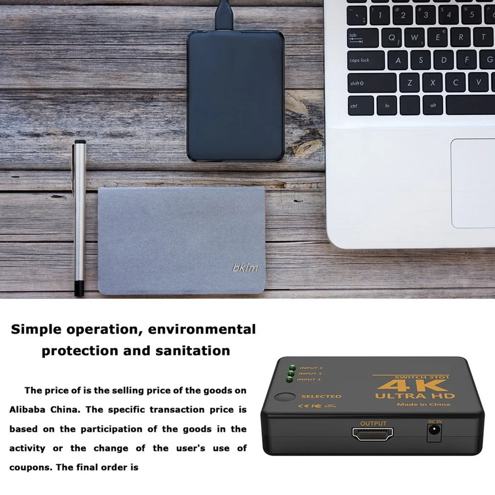 Conmutador 3 en 1 compatible con HDMI, conmutador 4K, divisor de Cable de vídeo HD, convertidor adaptador Hub 1x3 para PS4/3, TV Box, HDTV y PC - imagen 3