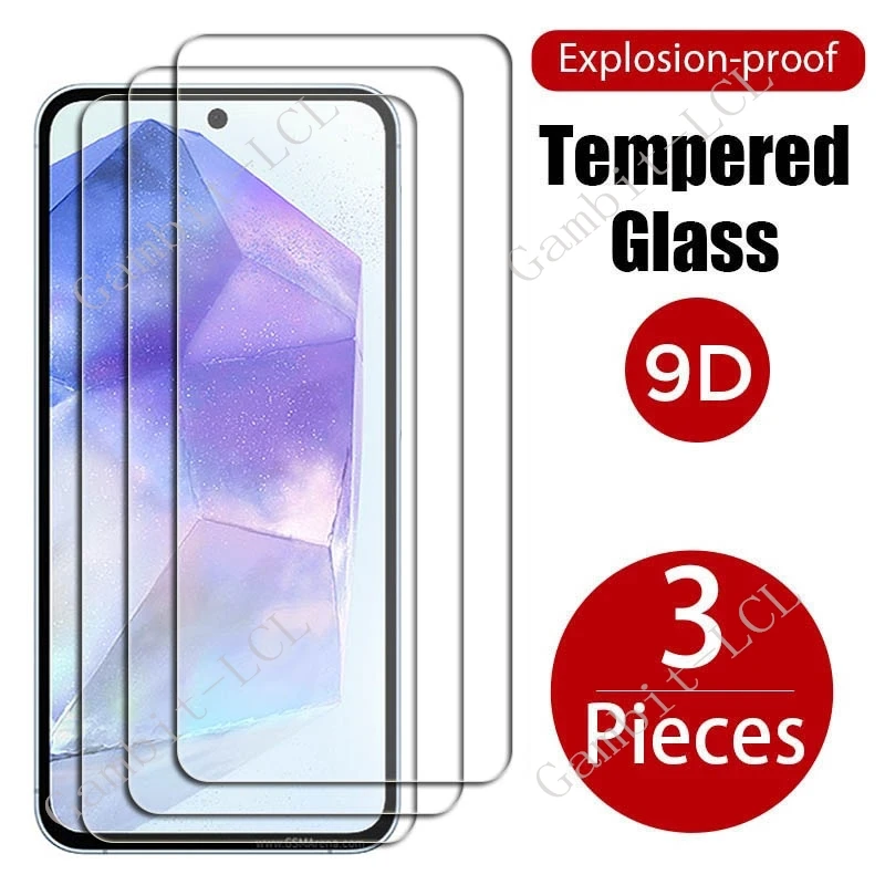 Protector de pantalla de vidrio templado para Samsung Galaxy A55 5G, película protectora de pantalla de 6,64 pulgadas, 3 unidades