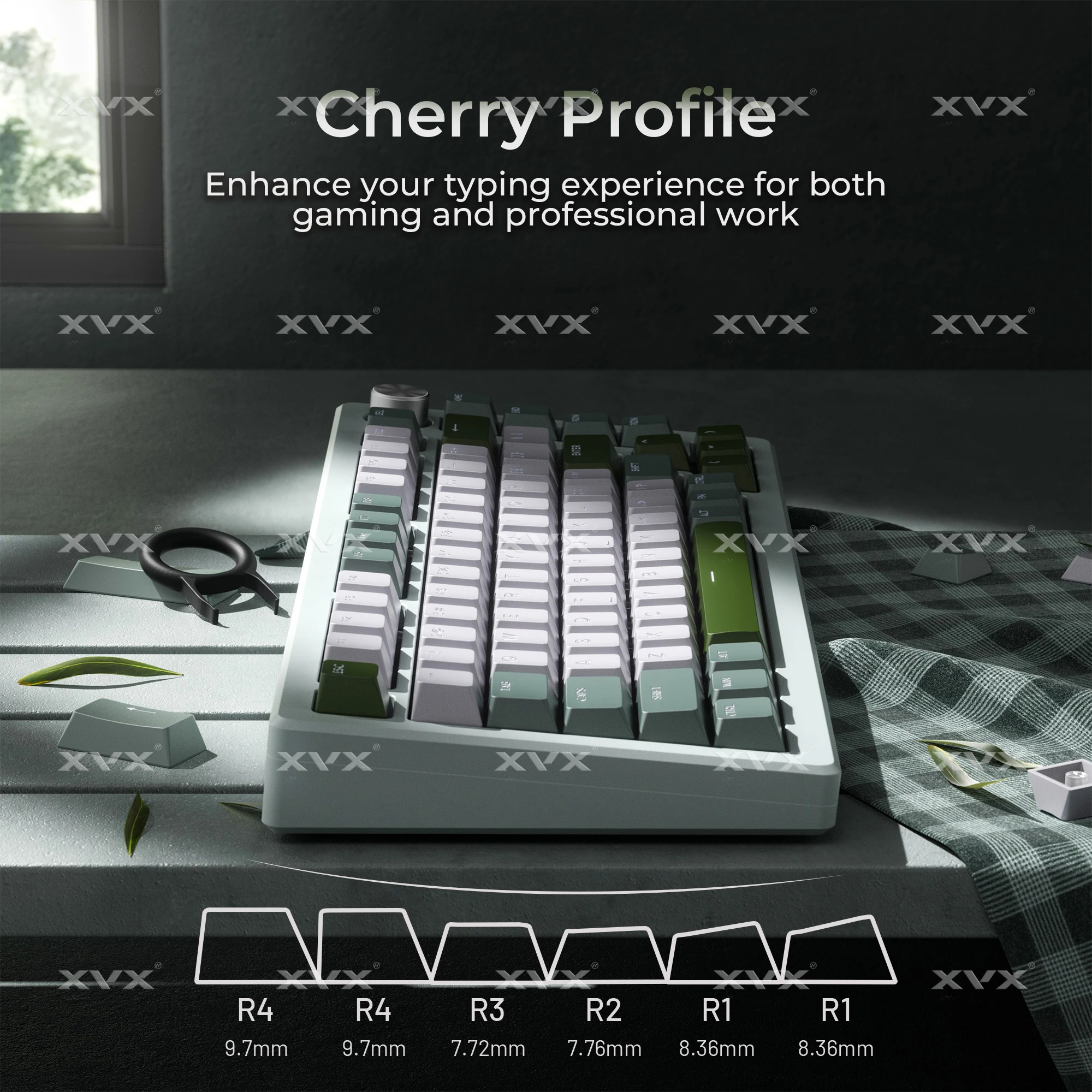 XVX PBT Doble disparo Brillo verde a través de teclas Perfil de cereza Juego de teclas de tamaño completo 133 teclas - imagen 5