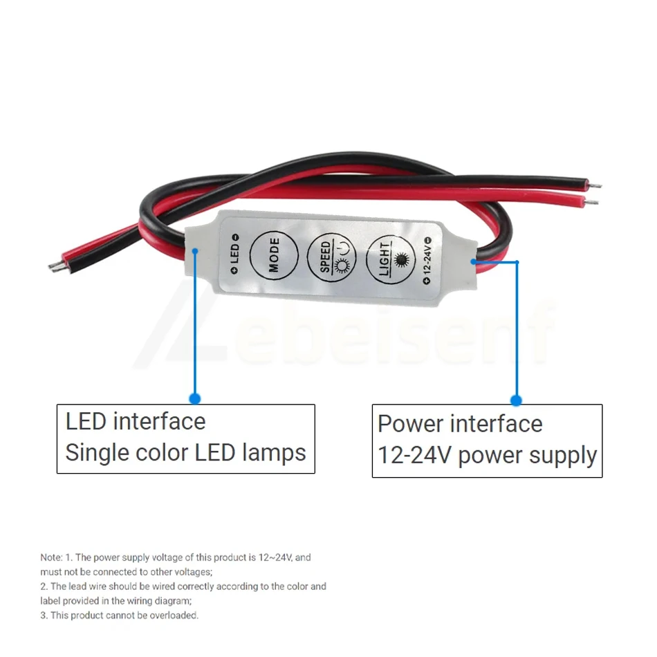 Mini controlador LED DC 12V 24V 6A 3 teclas atenuador de un solo Color para tira de luces 3528 5050 Control de atenuación de brillo - imagen 4