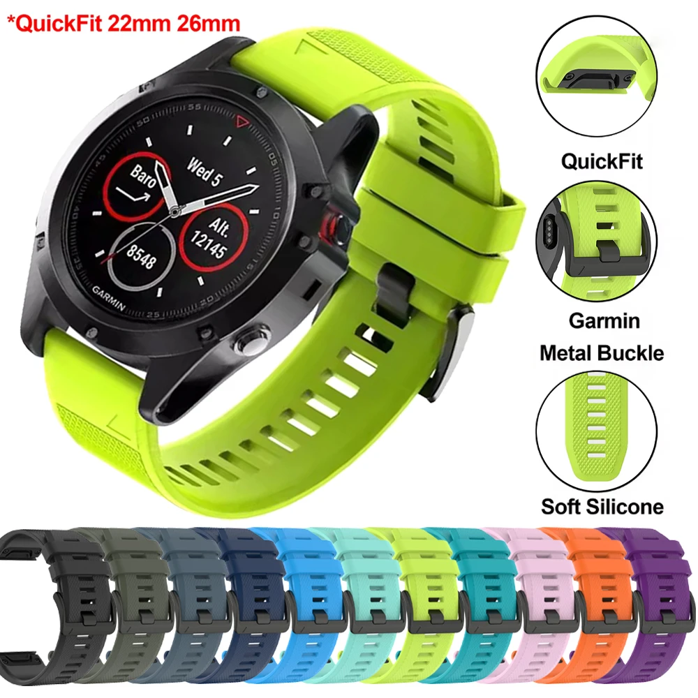 Correa de silicona de 22 y 26mm para Garmin Fenix 5 5X Plus, banda deportiva oficial para Garmin Epix Enduro/Fenix 8 Pro 7X 6X 7 6, banda QuickFit - imagen 2