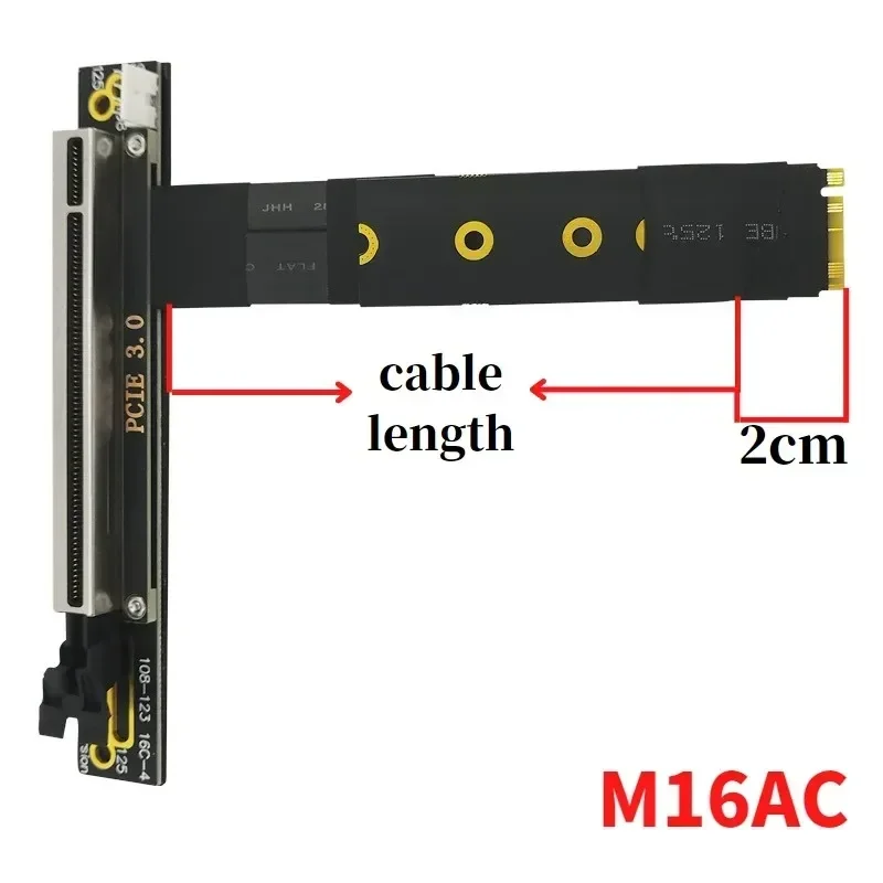 Adaptador M.2 NVME a PCI-E X16, Cable de extensión de vídeo de gráficos externos PCIe 3,0 16X a M Key Riser Cable 2242/2260/2280 NVMe SSD - imagen 2