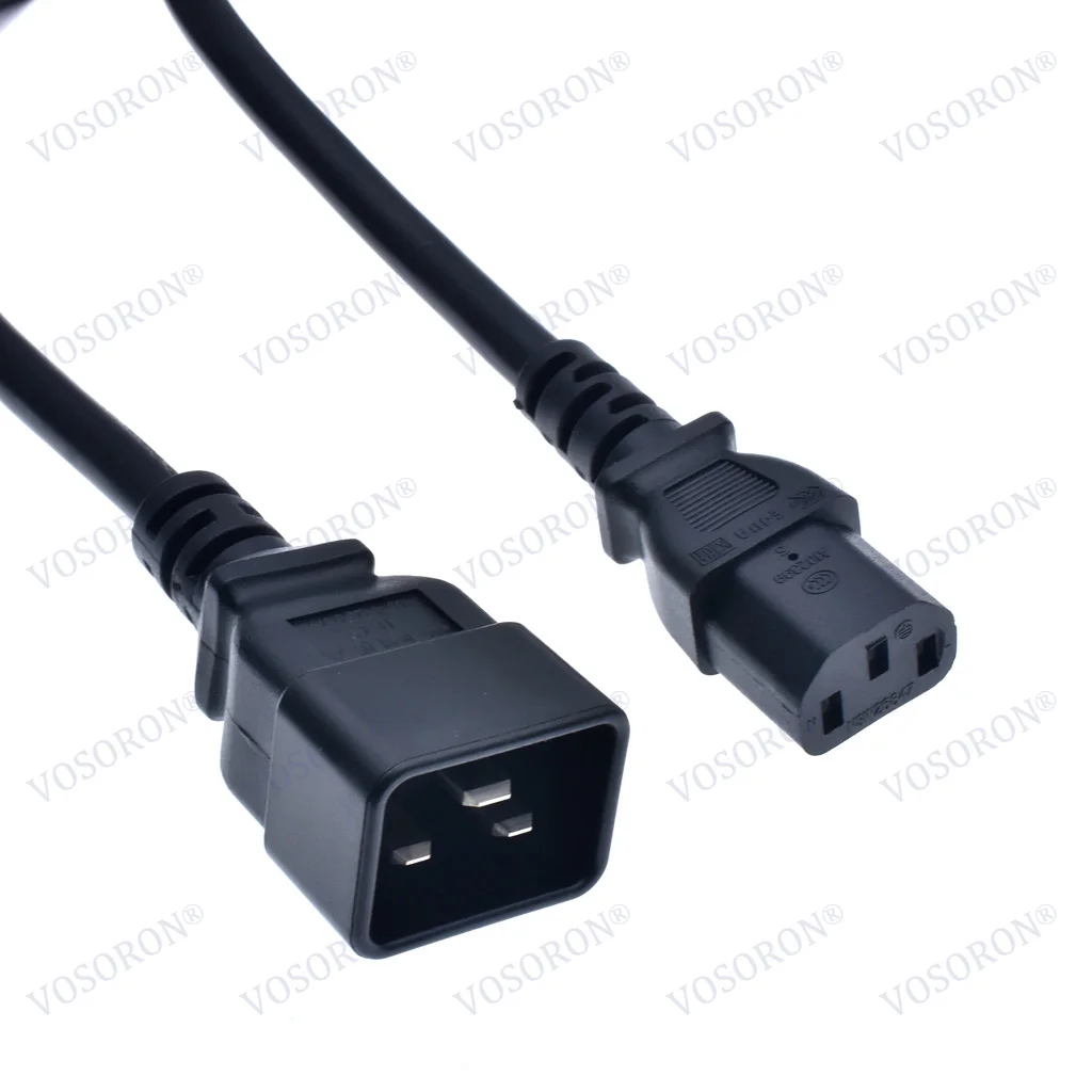 Cable de alimentación de distribución PDU IEC C20 a C13 UPS, cable de extensión de 10A a 16A 3G1.5 H05VV-F calibre de cable 180cm