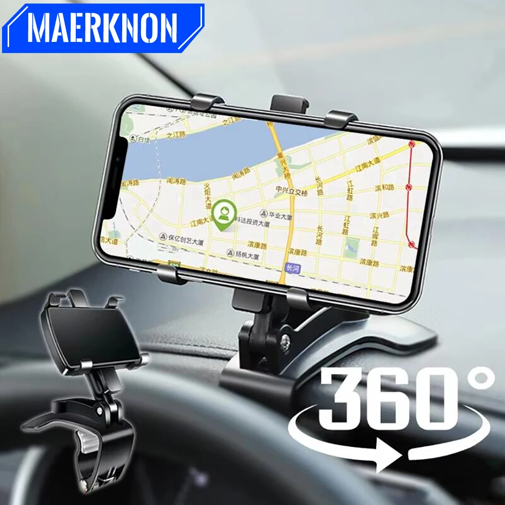 360 ° Soporte Universal de rotación para salpicadero de coche, soporte de navegación GPS portátil para iPhone, Samsung, Xiaomi, soporte para teléfono inteligente para coche