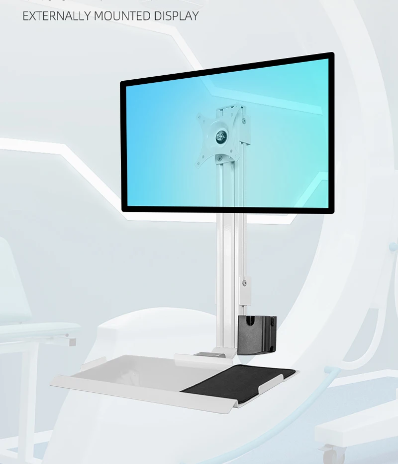 Soporte de pared de aluminio para Sit, estación de trabajo de 15-24 pulgadas, doble Monitor, brazo de puntal de Gas con bandeja de teclado, soporte giratorio LCD - imagen 3