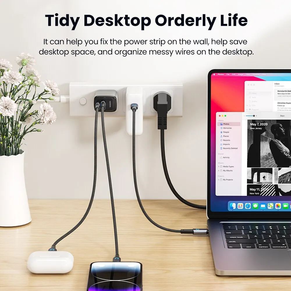 Toocki-Soporte de tira para cargador de teléfono, soporte de almacenamiento para cargador GaN USB tipo C, sin perforaciones, 100W, 140W - imagen 2